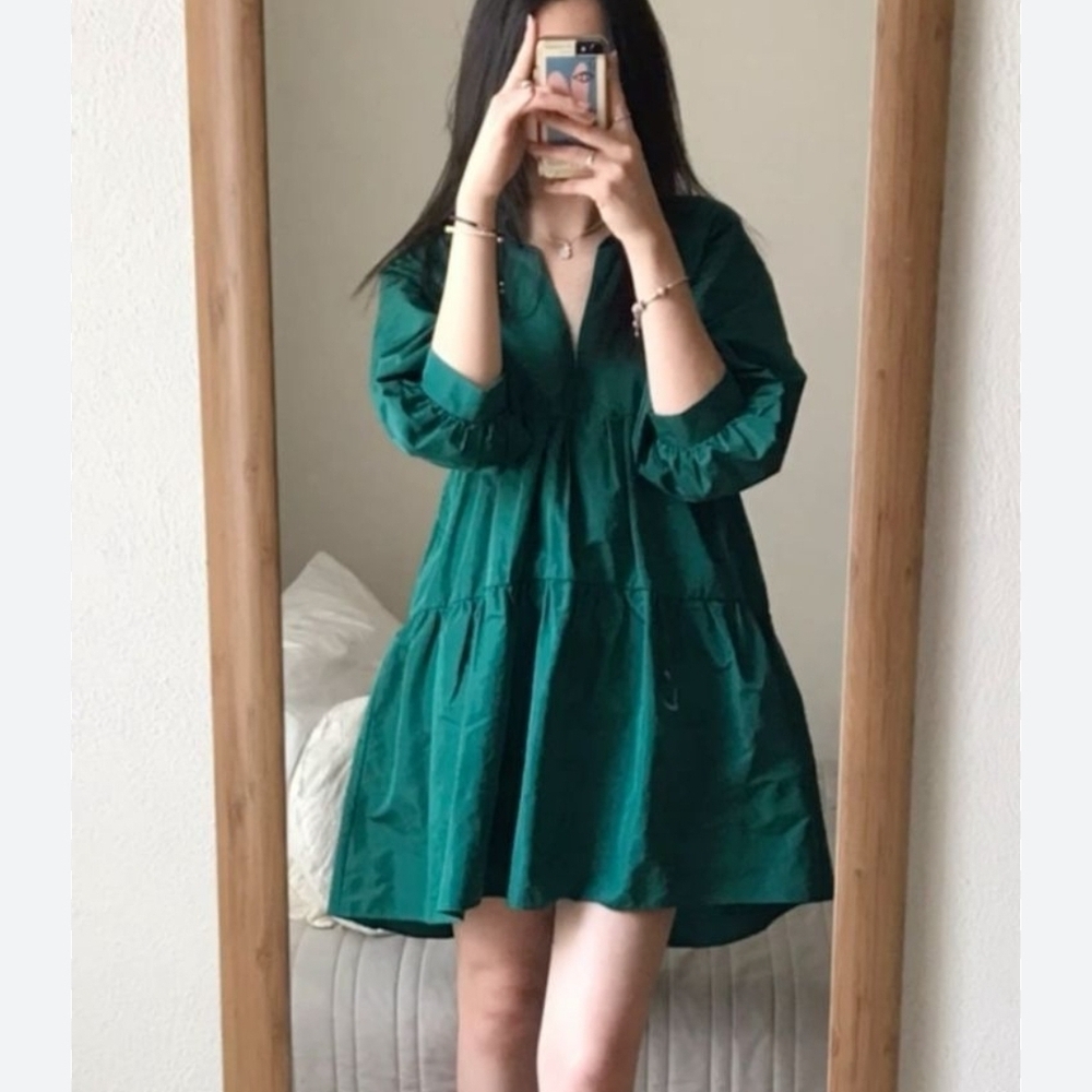 Zara Emerald Long Sleeve Dress - Picture 2 of 8